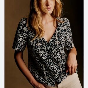 Sezane Black and White Floral Blouse-NWTO Size 12